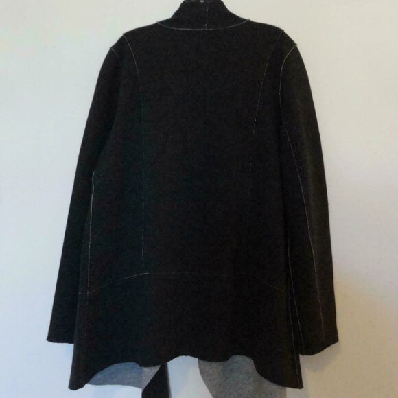 NWT EILEEN FISHER Charcoal Double knit Merino Wool Moto Long Jacket XL - Picture 6 of 7